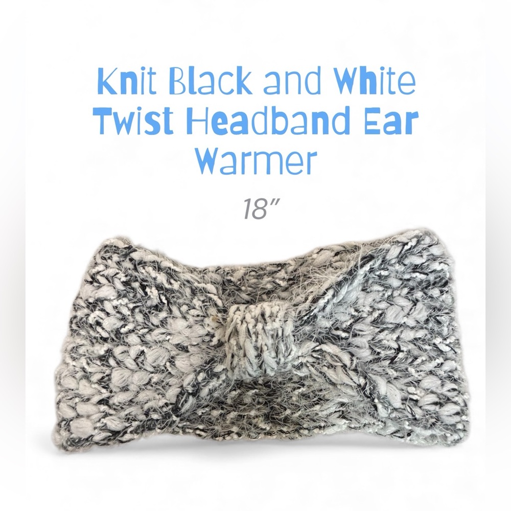 Black & White Knit Twist Headband | Chunky Ear Warmer | Cozy Winter Accessory